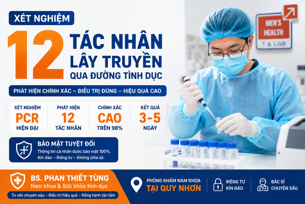Giá gói xét nghiệm tiền hôn nhân cho nam ở Quy Nhơn cập nhật mới nhất. Gồm gói tổng quát, sinh sản, PCR bệnh lây truyền qua đường tình dục và HPV
