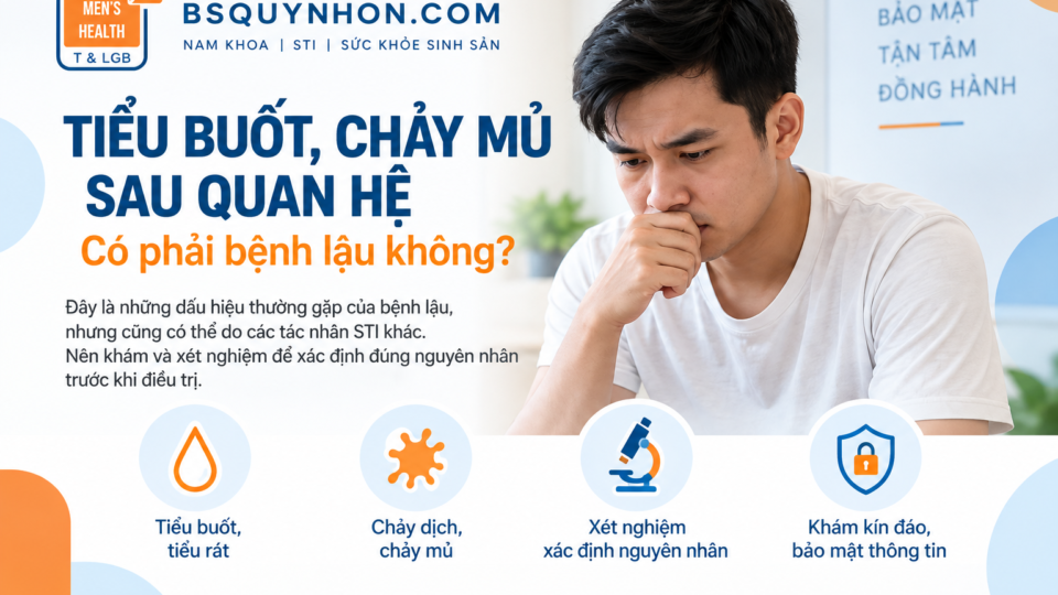 Tiểu buốt, chảy mủ sau quan hệ có phải bệnh lậu? Khám lậu tại Quy Nhơn